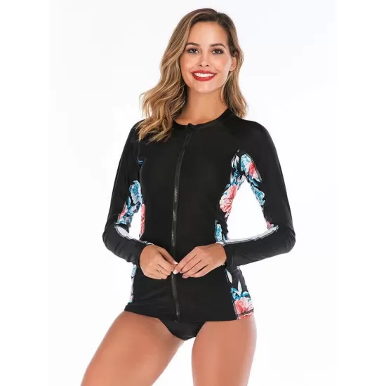 Long Sleeve Floral Printing Two-Piece Wetsuit Long Sleeve Floral Printing Two-Piece Wetsuit