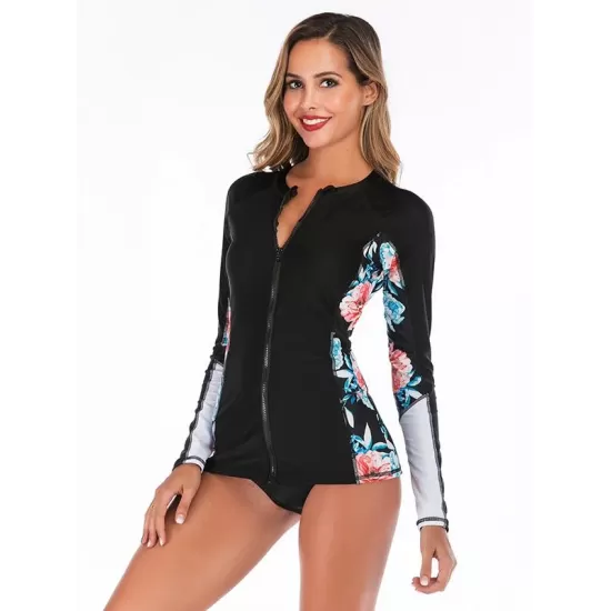 Long Sleeve Floral Printing Two-Piece Wetsuit Long Sleeve Floral Printing Two-Piece Wetsuit