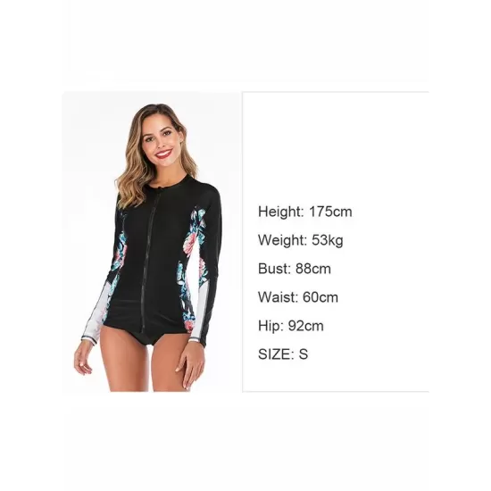 Long Sleeve Floral Printing Two-Piece Wetsuit Long Sleeve Floral Printing Two-Piece Wetsuit