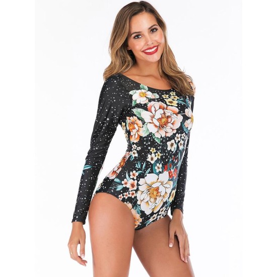 Floral Printed Zipper One Piece Wetsuit Floral Printed Zipper One Piece Wetsuit