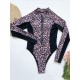 Leopard-Print Zipper Long Sleeves Wetsuit Leopard-Print Zipper Long Sleeves Wetsuit