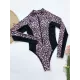 Leopard-Print Zipper Long Sleeves Wetsuit Leopard-Print Zipper Long Sleeves Wetsuit