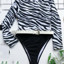 Zebra Print Split-Joint Belted Wetsuit