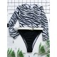 Zebra Print Split-Joint Belted Wetsuit Zebra Print Split-Joint Belted Wetsuit