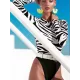 Zebra Print Split-Joint Belted Wetsuit Zebra Print Split-Joint Belted Wetsuit