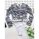 Zebra Print Split-Joint Belted Wetsuit Zebra Print Split-Joint Belted Wetsuit