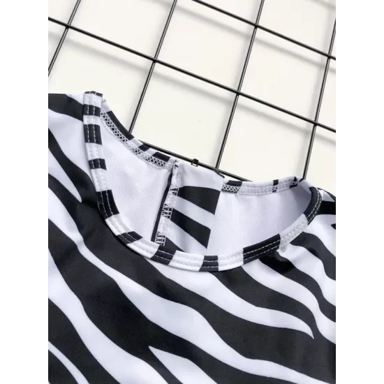 Zebra Print Split-Joint Belted Wetsuit Zebra Print Split-Joint Belted Wetsuit