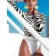 Zebra Print Split-Joint Belted Wetsuit Zebra Print Split-Joint Belted Wetsuit