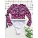 Zebra Print Split-Joint Belted Wetsuit Zebra Print Split-Joint Belted Wetsuit