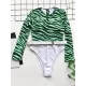 Zebra Print Split-Joint Belted Wetsuit Zebra Print Split-Joint Belted Wetsuit