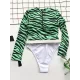 Zebra Print Split-Joint Belted Wetsuit Zebra Print Split-Joint Belted Wetsuit