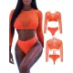 Solid Color Triangles +Long Sleeve Wetsuit Three-Piece Set Solid Color Triangles +Long Sleeve Wetsuit Three-Piece Set