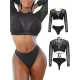 Solid Color Triangles +Long Sleeve Wetsuit Three-Piece Set Solid Color Triangles +Long Sleeve Wetsuit Three-Piece Set