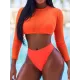 Solid Color Triangles +Long Sleeve Wetsuit Three-Piece Set Solid Color Triangles +Long Sleeve Wetsuit Three-Piece Set