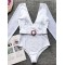 Solid Color Long Sleeve Split-Joint Belted One-Piece Wetsuit