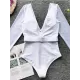 Solid Color Long Sleeve Split-Joint Belted One-Piece Wetsuit Solid Color Long Sleeve Split-Joint Belted One-Piece Wetsuit