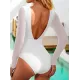 Solid Color Long Sleeve Split-Joint Belted One-Piece Wetsuit Solid Color Long Sleeve Split-Joint Belted One-Piece Wetsuit