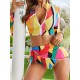 Abstract Printed Long Sleeve Zipper Split Wetsuit+Scarf Abstract Printed Long Sleeve Zipper Split Wetsuit+Scarf