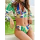 Abstract Printed Long Sleeve Zipper Split Wetsuit+Scarf Abstract Printed Long Sleeve Zipper Split Wetsuit+Scarf