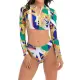 Abstract Printed Long Sleeve Zipper Split Wetsuit+Scarf Abstract Printed Long Sleeve Zipper Split Wetsuit+Scarf