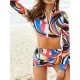 Abstract Printed Long Sleeve Zipper Split Wetsuit+Scarf Abstract Printed Long Sleeve Zipper Split Wetsuit+Scarf