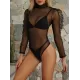 Black Triangles Split Bikini Swimsuit +See-Through Puff Sleeves High-Neck Wetsuit Black Triangles Split Bikini Swimsuit +See-Through Puff Sleeves High-Neck Wetsuit