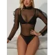 Black Triangles Split Bikini Swimsuit +See-Through Puff Sleeves High-Neck Wetsuit Black Triangles Split Bikini Swimsuit +See-Through Puff Sleeves High-Neck Wetsuit