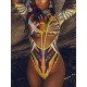 African Totem Print Split-Joint Hollow One-Piece Swimwear African Totem Print Split-Joint Hollow One-Piece Swimwear