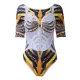 African Totem Print Split-Joint Hollow One-Piece Swimwear African Totem Print Split-Joint Hollow One-Piece Swimwear
