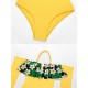 Floral-Print Split-Joint Falbala Off-The-Shoulder Long Sleeve One-Piece Wetsuit Floral-Print Split-Joint Falbala Off-The-Shoulder Long Sleeve One-Piece Wetsuit