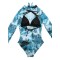 Long Sleeve Mesh Floral-Print Backless One-Piece Swimwear