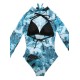 Long Sleeve Mesh Floral-Print Backless One-Piece Swimwear Long Sleeve Mesh Floral-Print Backless One-Piece Swimwear