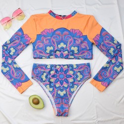 Floral Long Sleeve High-Waisted Wetsuit