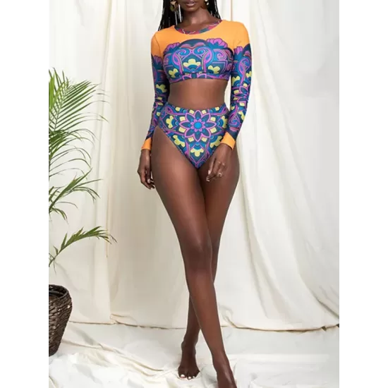 Floral Long Sleeve High-Waisted Wetsuit Floral Long Sleeve High-Waisted Wetsuit