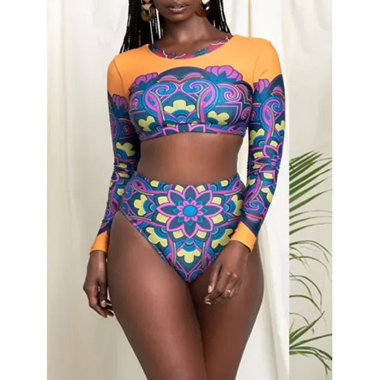 Floral Long Sleeve High-Waisted Wetsuit Floral Long Sleeve High-Waisted Wetsuit