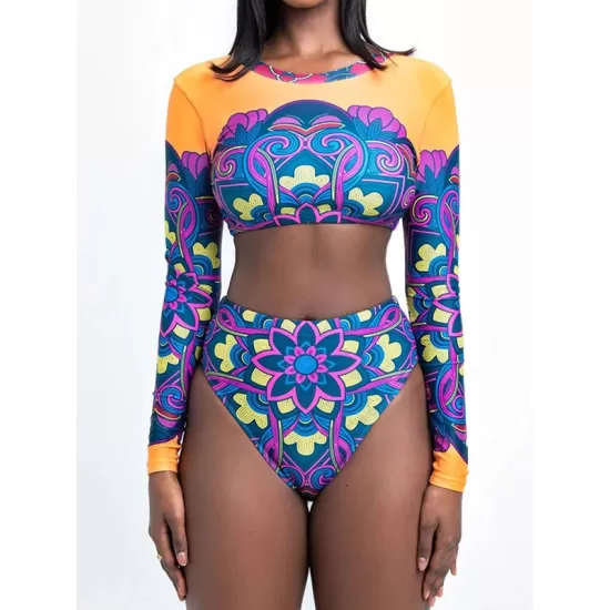 Floral Long Sleeve High-Waisted Wetsuit Floral Long Sleeve High-Waisted Wetsuit