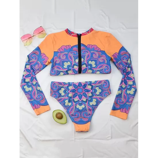 Floral Long Sleeve High-Waisted Wetsuit Floral Long Sleeve High-Waisted Wetsuit