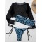 Floral-Print Bandeau Tie Side Long Sleeve Cover-Ups Swimwear