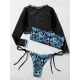 Floral-Print Bandeau Tie Side Long Sleeve Cover-Ups Swimwear Floral-Print Bandeau Tie Side Long Sleeve Cover-Ups Swimwear