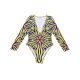Long Sleeve Deep V-Neck Floral One-Piece Swimwear Long Sleeve Deep V-Neck Floral One-Piece Swimwear
