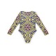 Long Sleeve Deep V-Neck Floral One-Piece Swimwear Long Sleeve Deep V-Neck Floral One-Piece Swimwear