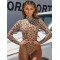 Long Sleeve Leopard Print Sexy One-Piece Swimwear
