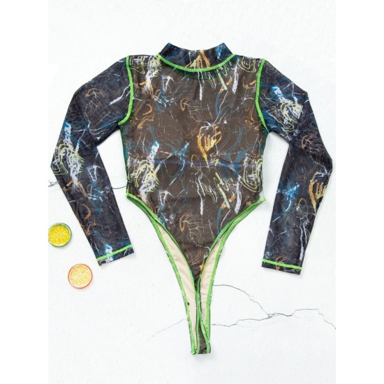 Long Sleeve Leopard Print Sexy One-Piece Swimwear Long Sleeve Leopard Print Sexy One-Piece Swimwear