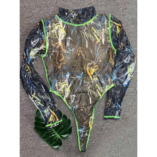 Long Sleeve Leopard Print Sexy One-Piece Swimwear Long Sleeve Leopard Print Sexy One-Piece Swimwear