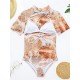 Short Sleeve Floral Mesh Three Pieces Bikini Swimwear Short Sleeve Floral Mesh Three Pieces Bikini Swimwear