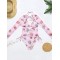 Long Sleeve Floral Mesh Three Pieces Bikini Swimwear
