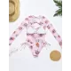 Long Sleeve Floral Mesh Three Pieces Bikini Swimwear Long Sleeve Floral Mesh Three Pieces Bikini Swimwear