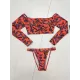Floral Print Long Sleeve Off-The-Shoulder Brazilian Wetsuit Floral Print Long Sleeve Off-The-Shoulder Brazilian Wetsuit
