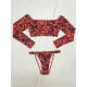 Floral Print Long Sleeve Off-The-Shoulder Brazilian Wetsuit Floral Print Long Sleeve Off-The-Shoulder Brazilian Wetsuit