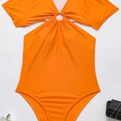 Short Sleeve Split-Joint Hollow One-Piece Wetsuit Swimwear
